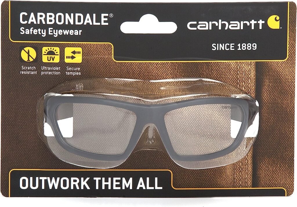 Carhartt CHB210DCC Carbondale SAFETY Glasses, Black/Tan Frame, Clear Lens