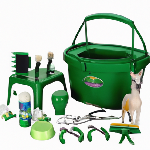 Collapsible Grooming Kit 10 Liter Bucket and 5 Grooming Tools by Southwestern Equine (Lime Green)