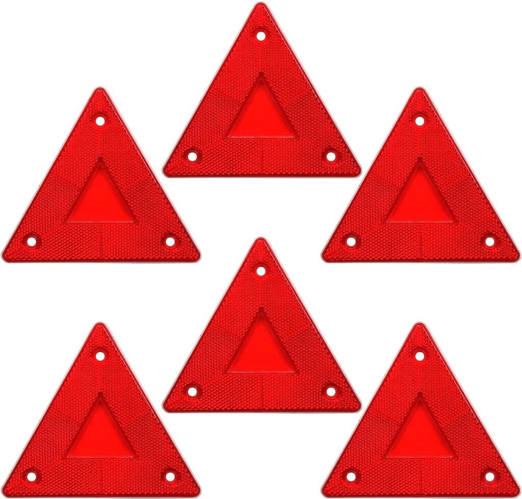 Enjoyist 6-Pack Red Safety Reflector Warning Sign, Slow Moving Vehicle Triangle Safety Sign, for Outdoor Truck, Car, Golf Cart