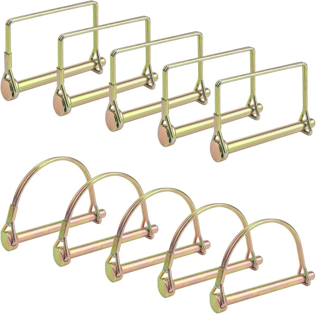 Favordrory 10 Pieces Shaft Locking Pin Safety Coupler Pin 1/4 Inch Diameter in 2 Shapes of Square and Arch for Farm Trailers Wagons Lawn Garden