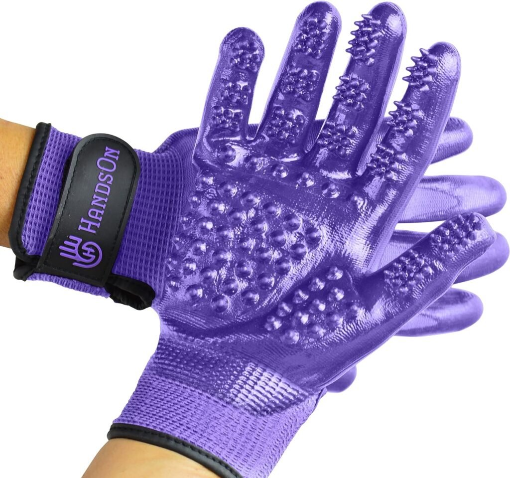 H HANDSON Pet Grooming Gloves - Patented #1 Ranked, Award Winning Shedding, Bathing,  Hair Remover Gloves - Gentle Brush for Cats, Dogs, and Horses