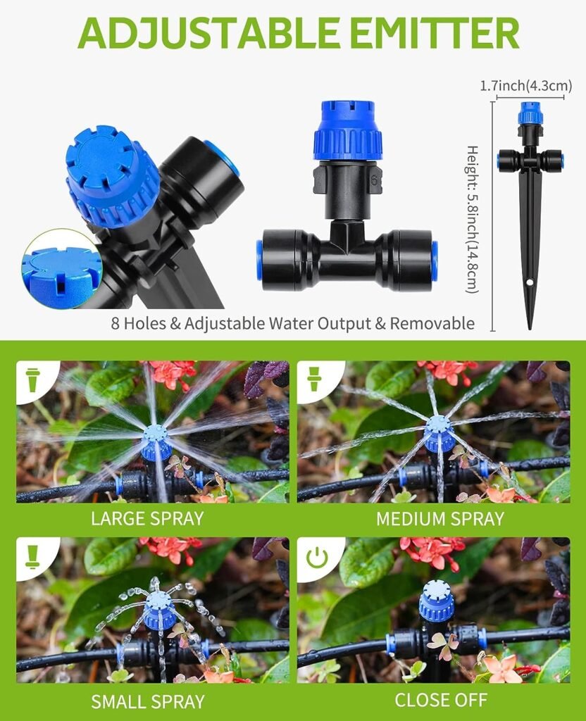 HIRALIY 118FT Automatic Drip Irrigation Kits with Garden Timer, Garden Watering System for Patio Lawn, Quick Connector Design Garden Irrigation System Kit with Easy Programmable Water Timer