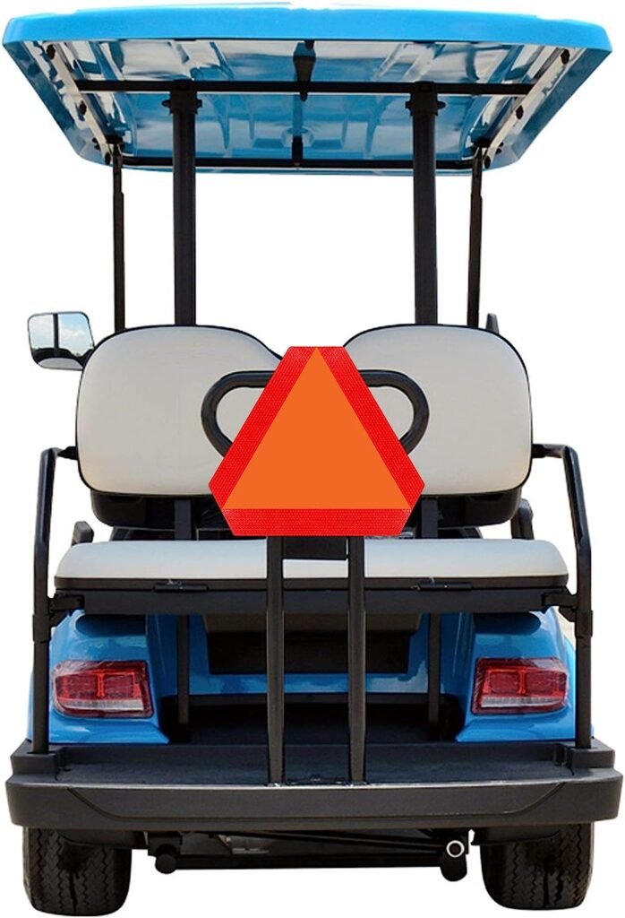 IGNIXIA Slow Moving Vehicle Sign, PVC Vinyl Decal Slow Moving Vehicle Triangle Sticker, 14âx 16â Inches Orange base with Reflective border, SMV Sign for Golf Cart, UTV, safety Triangle signs