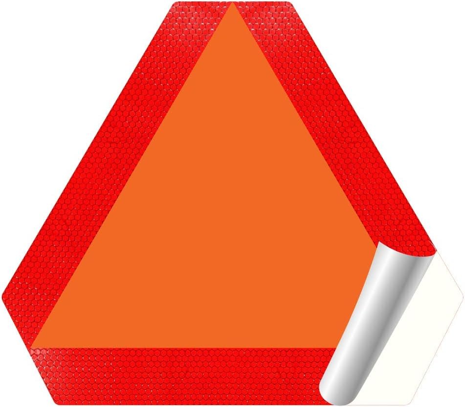 IGNIXIA Slow Moving Vehicle Sign, PVC Vinyl Decal Slow Moving Vehicle Triangle Sticker, 14âx 16â Inches Orange base with Reflective border, SMV Sign for Golf Cart, UTV, safety Triangle signs