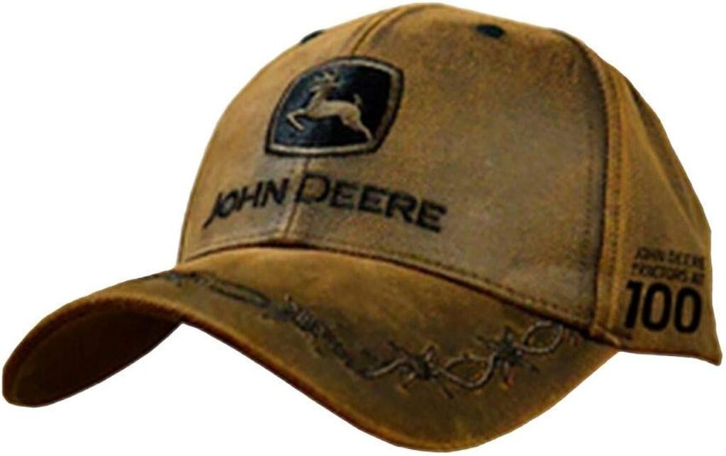 John Deere 100 Year Anniversary Oilskin Look Patch Casual Cap Brown