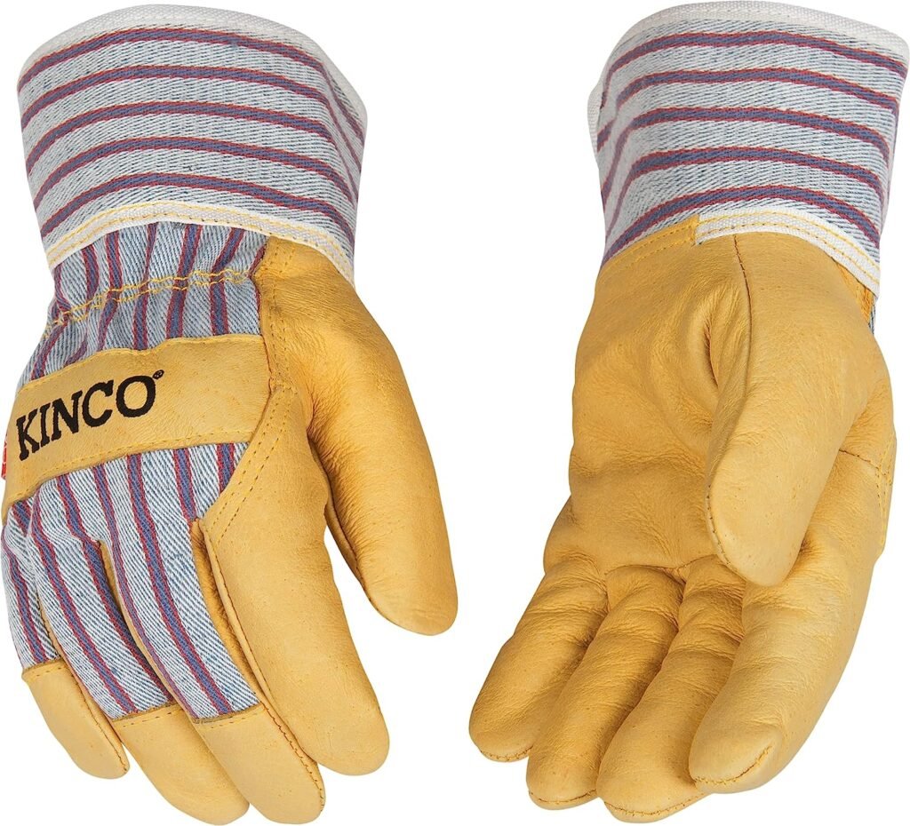 Kinco 1917 Kids Work Gloves Genuine Leather Palm Glove with Safety Cuff