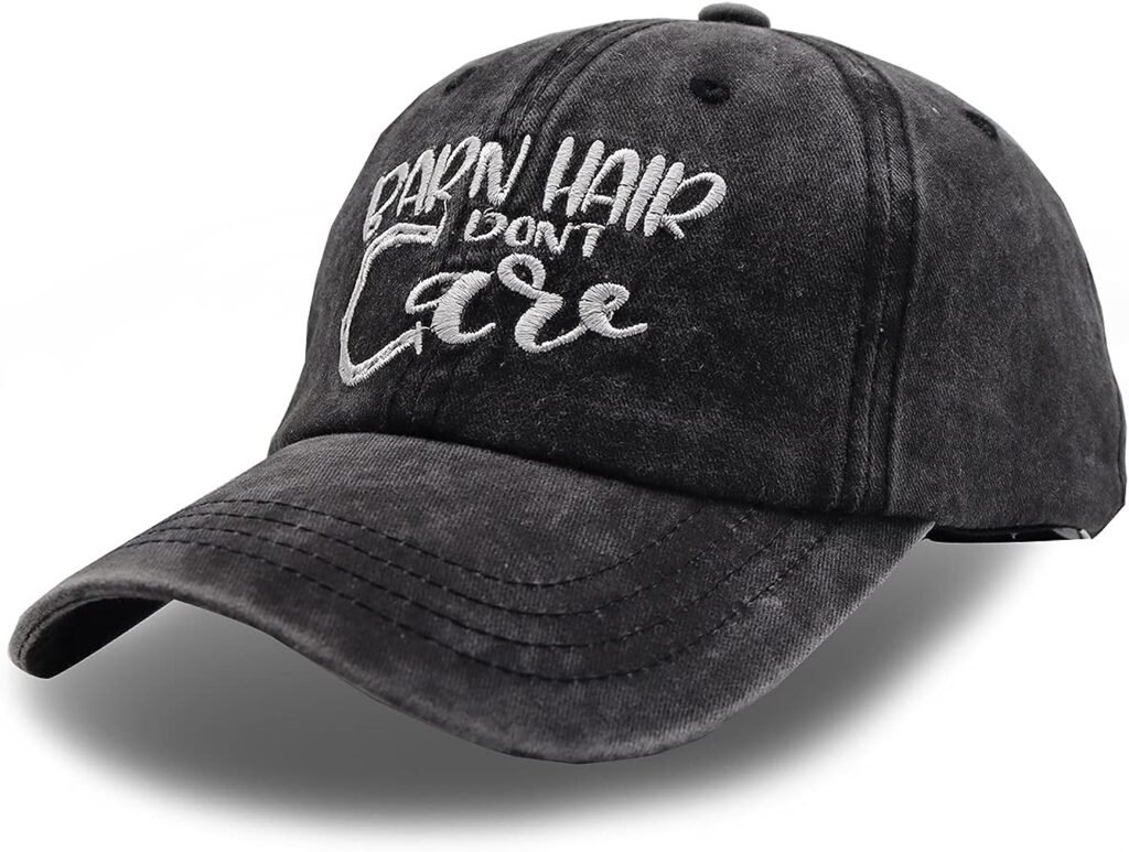 KKMKSHHG Barn Hair Dont Care Baseball Cap, Adjustable Vintage Cotton Denim Dad Hat for Women and Men