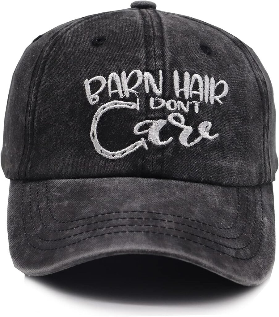 KKMKSHHG Barn Hair Dont Care Baseball Cap, Adjustable Vintage Cotton Denim Dad Hat for Women and Men