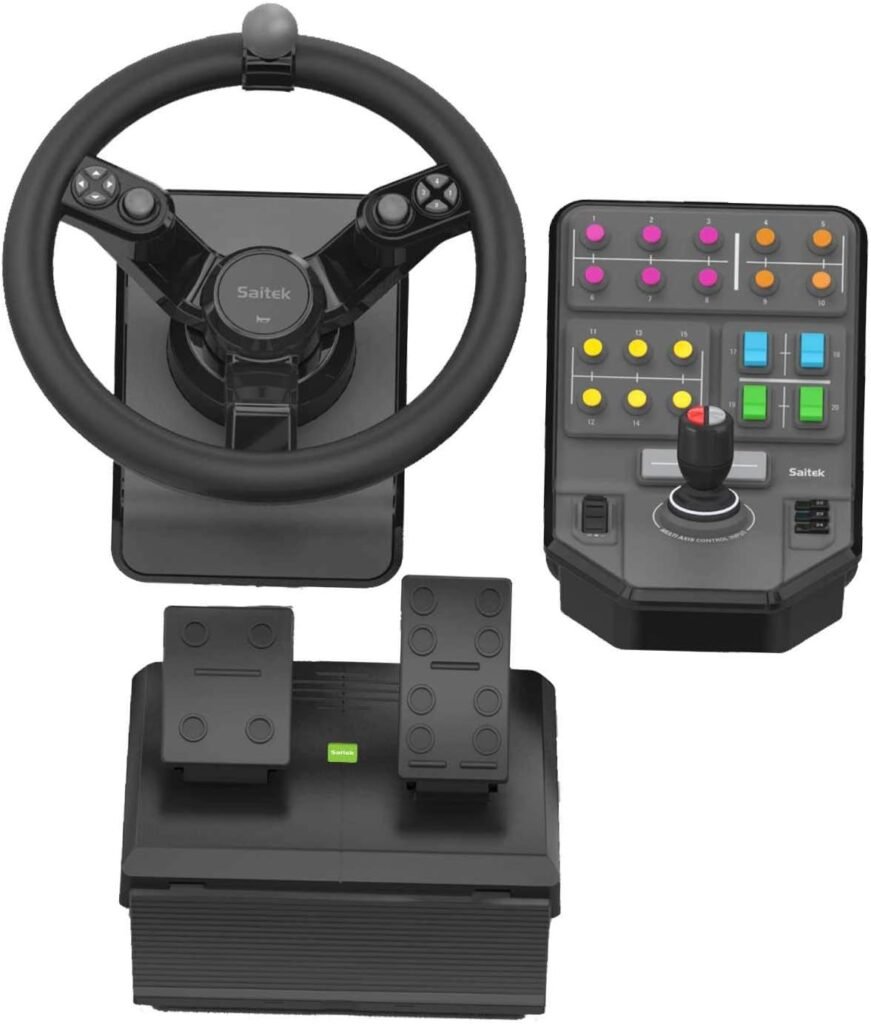 Logitech G Farm Simulator Heavy Equipment Bundle (2nd Generation), Steering Wheel Controller for Farm Simulation 19 (or Older), Wheel, Pedals, Vehicle Side Panel Control Deck for PC/PS4 (Renewed)