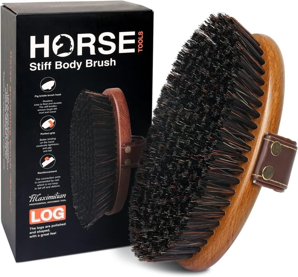 MAXIMILIAN World Class Handmade Equine Stiff Body Horse Brush. Professional Equine Grooming Tools. Effortlessly Removes Mud, Sweat and Dirt from Your Horses Hair.