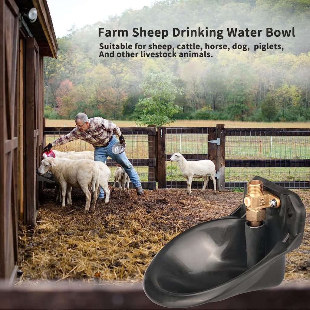 MILIFUN Goat Waterer, Sheep Water Bowls Livestock Water Bowl with Copper Valve, Automatic Horse Waterer Farm Automatic Waterer for Livestock.