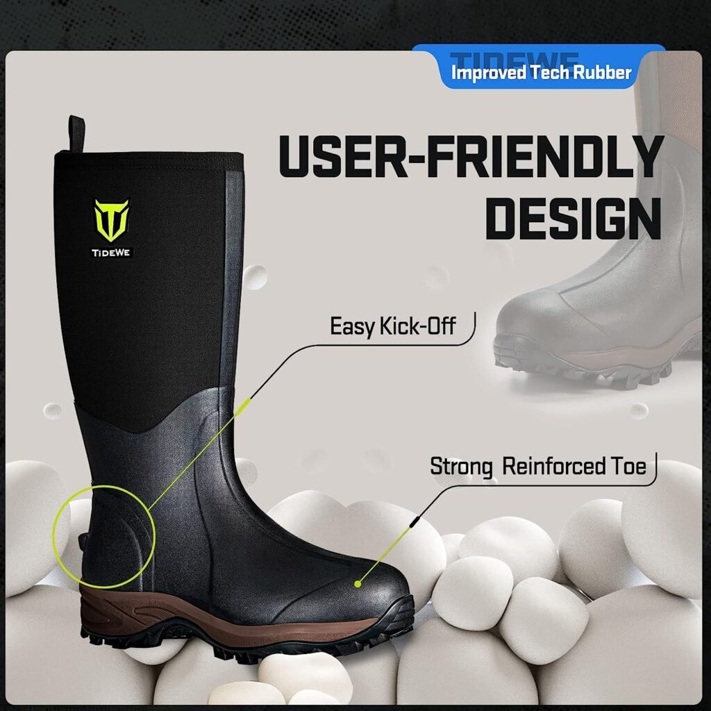 TIDEWE Rubber Neoprene Boots Men And Women, Waterproof Durable 6mm Neoprene Boot, Rain Boot Hunting Boot Arctic Outdoor Bootï¼Gerâï¼