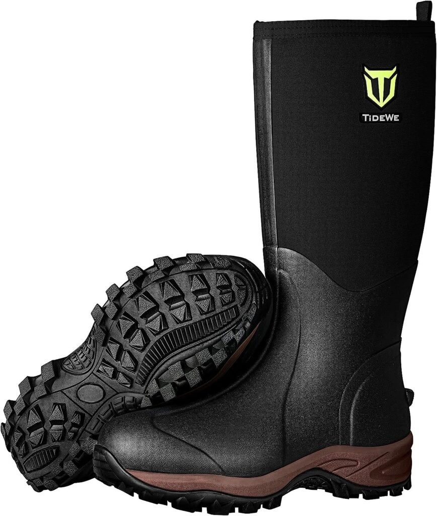 TIDEWE Rubber Neoprene Boots Men And Women, Waterproof Durable 6mm Neoprene Boot, Rain Boot Hunting Boot Arctic Outdoor Bootï¼Gerâï¼